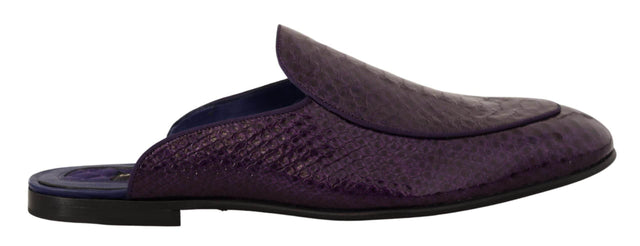Dolce & Gabbana Purple Exotic Python Leather Slides - Hilstor