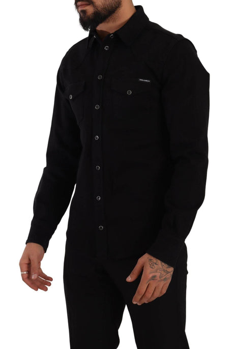 Dolce & Gabbana Slim Fit Casual Black Designer Shirt - Hilstor