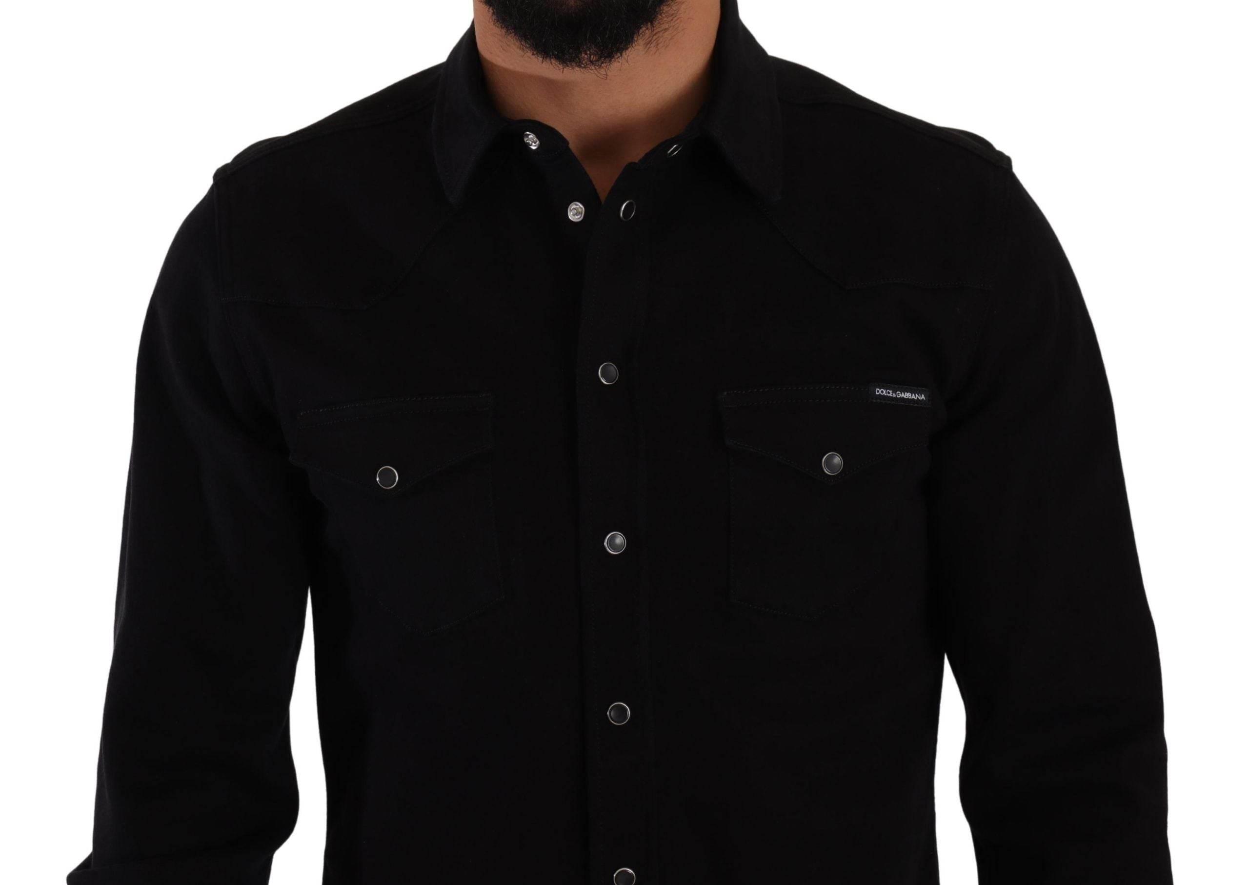 Dolce & Gabbana Slim Fit Casual Black Designer Shirt - Hilstor