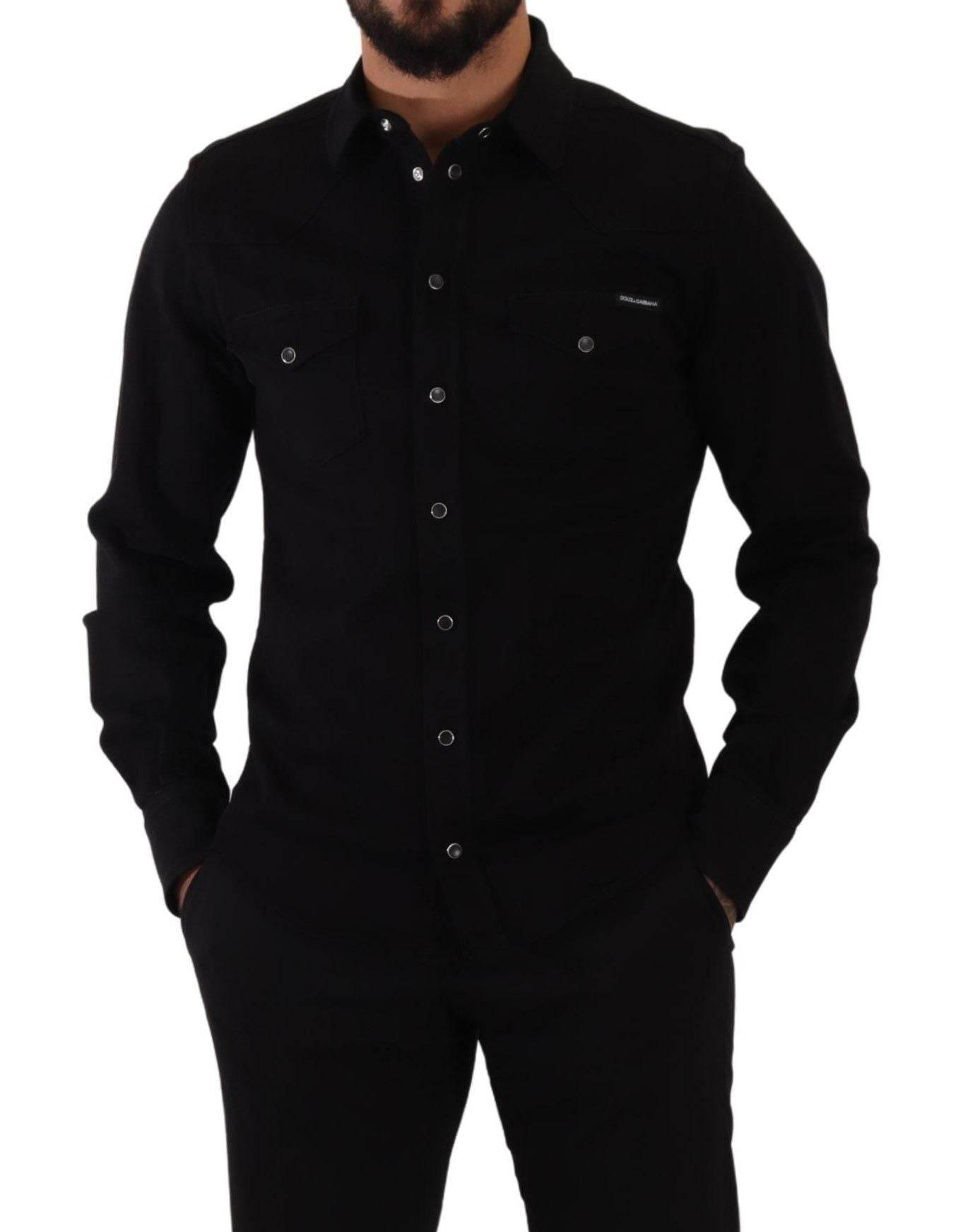 Dolce & Gabbana Slim Fit Casual Black Designer Shirt - Hilstor