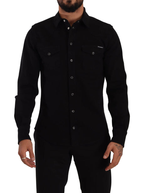 Dolce & Gabbana Slim Fit Casual Black Designer Shirt - Hilstor
