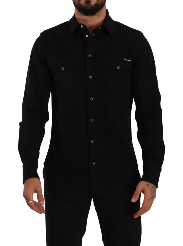 Dolce & Gabbana Slim Fit Casual Black Designer Shirt - Hilstor