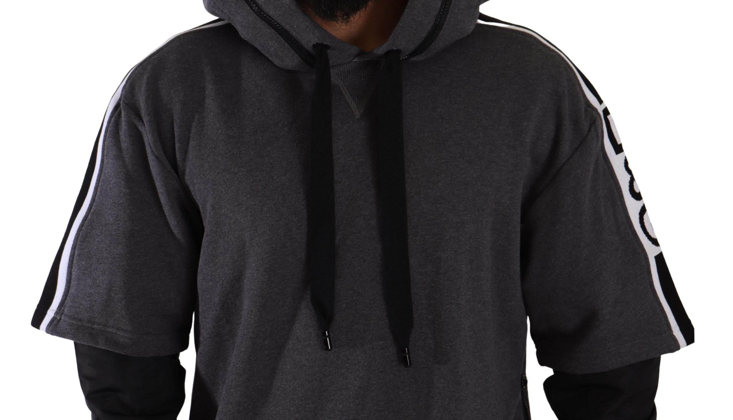 Dolce & Gabbana Gray Black Cotton Hooded #DGMILLENNIALS Sweater - Hilstor