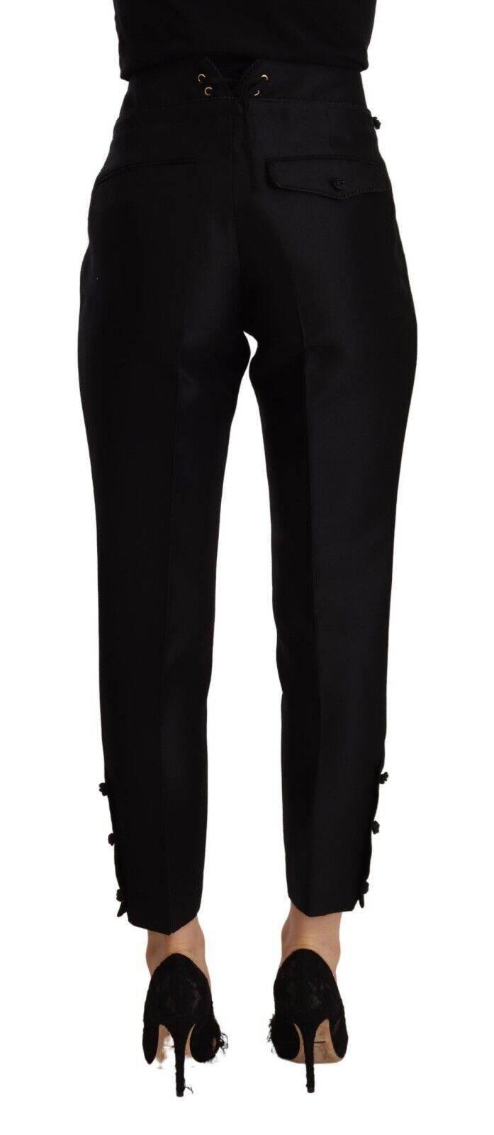 Dsquared² Black Wool High Waist Skinny Women Pants - Hilstor
