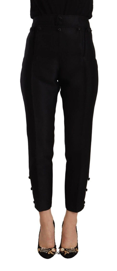 Dsquared² Black Wool High Waist Skinny Women Pants - Hilstor