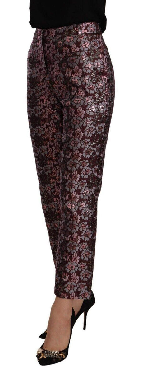 House of Holland Multicolor Floral Jacquard Flared Cropped Pants - Hilstor
