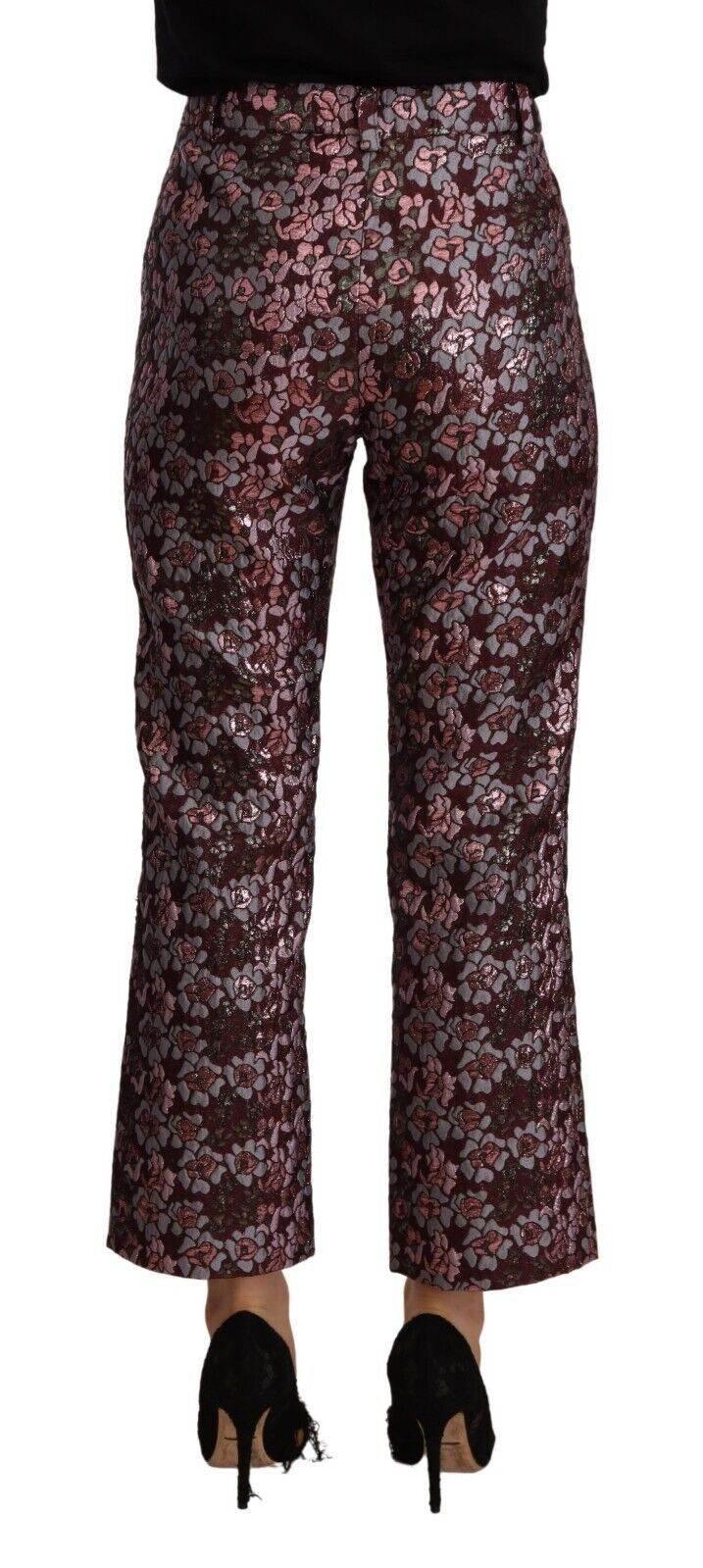 House of Holland Multicolor Floral Jacquard Flared Cropped Pants - Hilstor