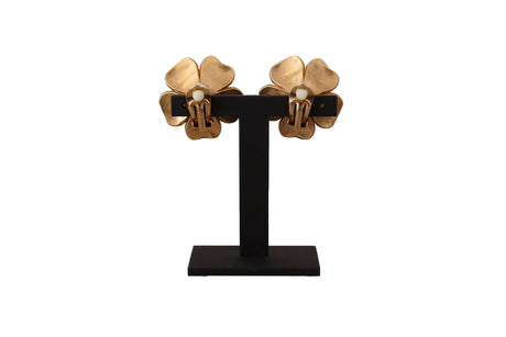 Dolce & Gabbana Elegant Floral Crystal Pearl Clip-On Earrings - Hilstor