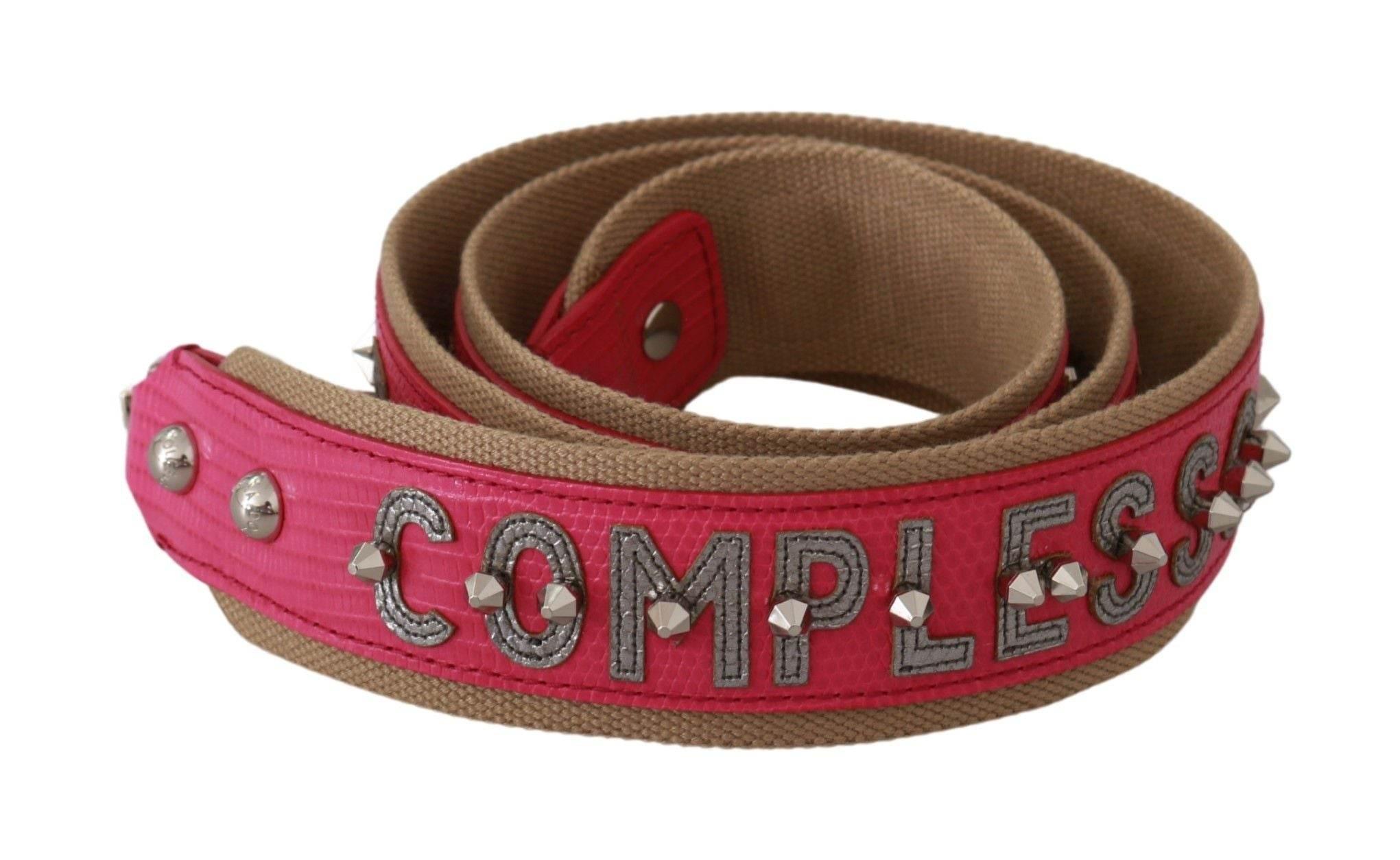 Dolce & Gabbana Pink Leather Shoulder Strap with Silver Details - Hilstor