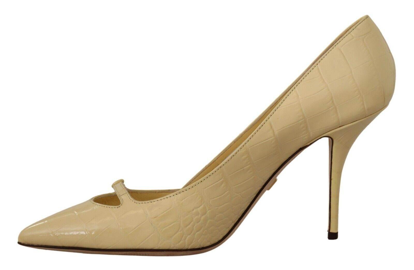 Dolce & Gabbana Chic Pointed Toe Leather Pumps in Sunshine Yellow - Hilstor