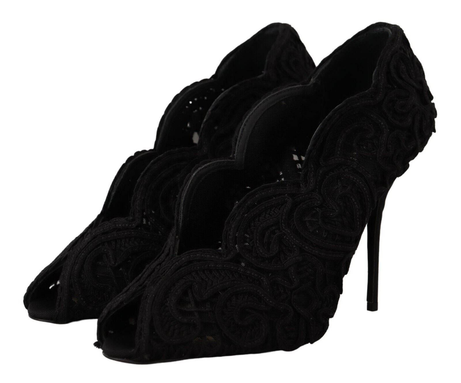 Dolce & Gabbana Elegant Black Lace Stiletto Heels - Hilstor