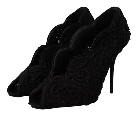 Dolce & Gabbana Elegant Black Lace Stiletto Heels - Hilstor