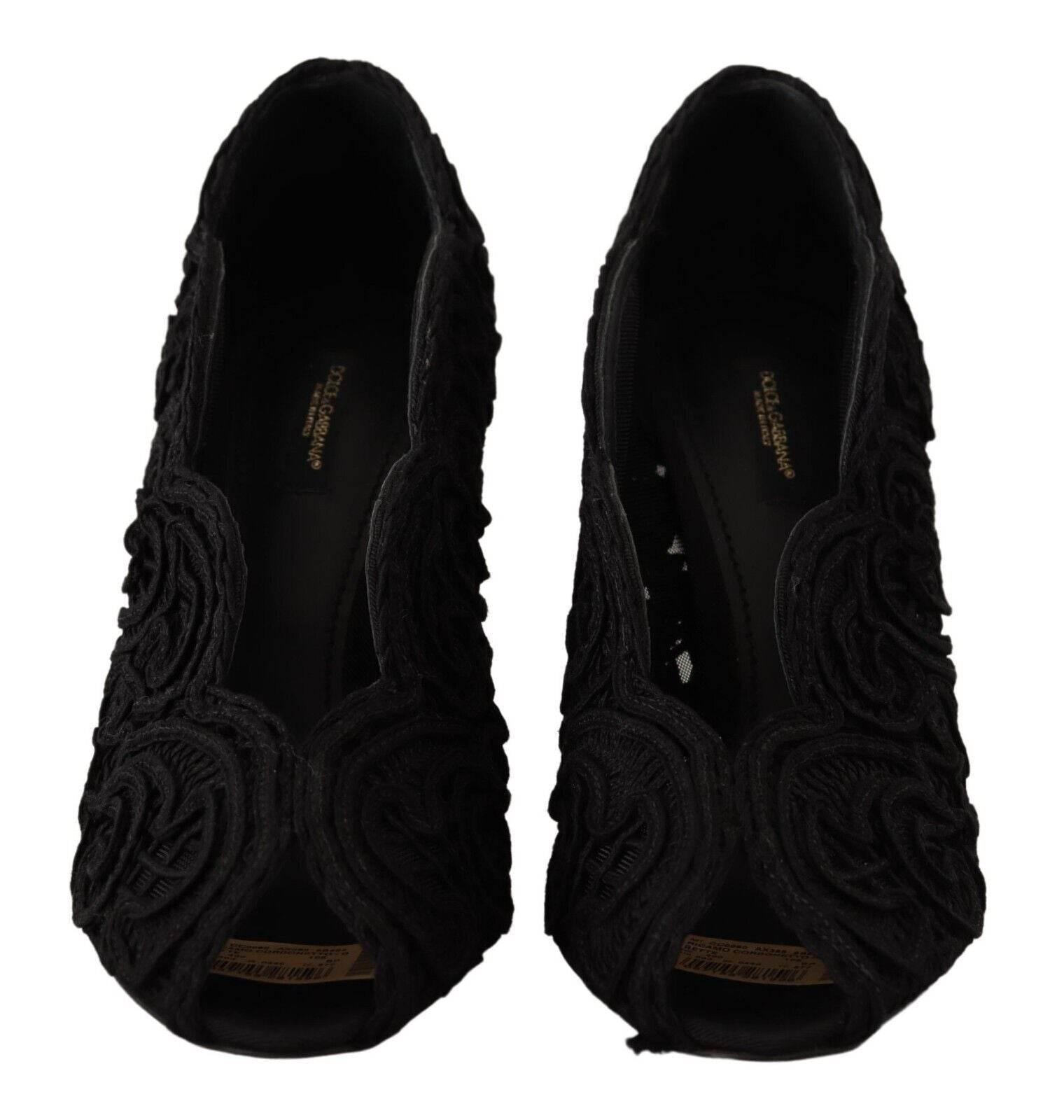 Dolce & Gabbana Elegant Black Lace Stiletto Heels - Hilstor