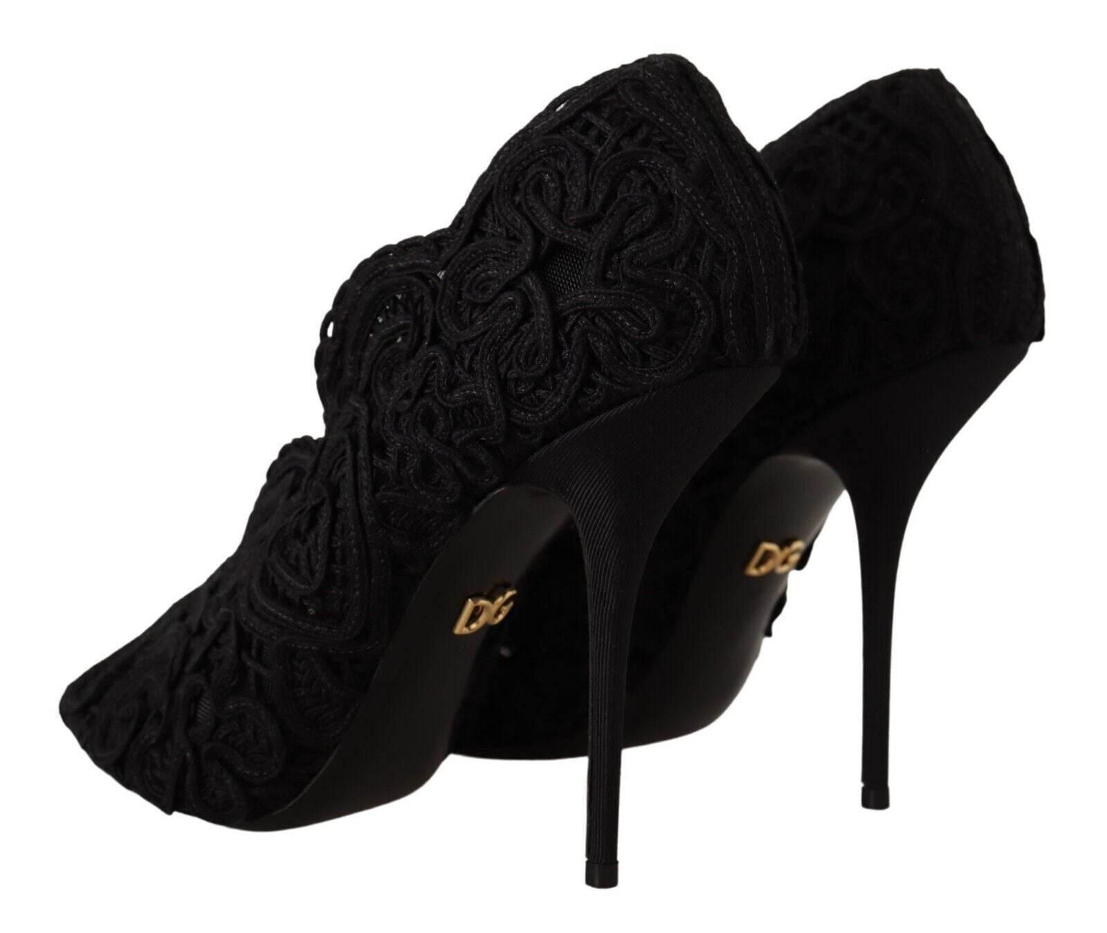 Dolce & Gabbana Elegant Black Lace Stiletto Heels - Hilstor