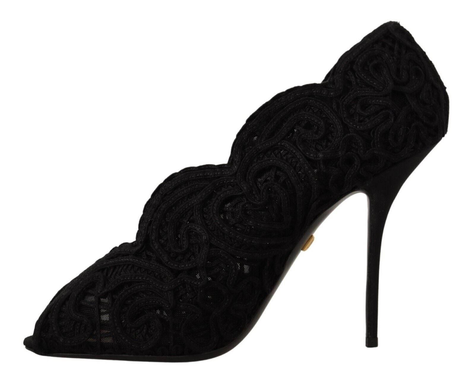 Dolce & Gabbana Elegant Black Lace Stiletto Heels - Hilstor