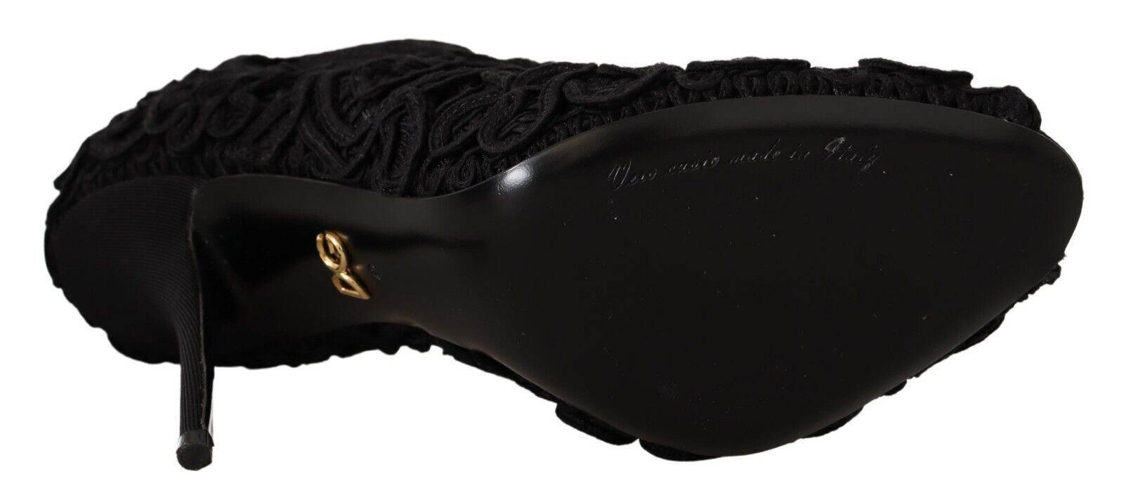 Dolce & Gabbana Elegant Black Lace Stiletto Heels - Hilstor