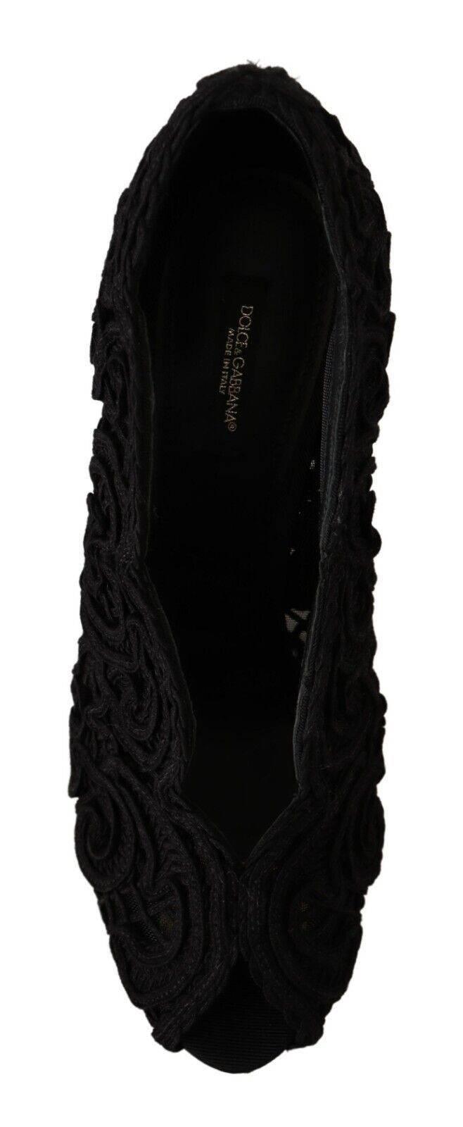 Dolce & Gabbana Elegant Black Lace Stiletto Heels - Hilstor