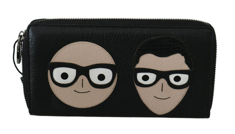 Dolce & Gabbana Elegant Black Leather Continental Wallet - Hilstor