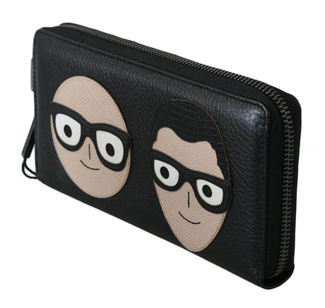 Dolce & Gabbana Elegant Black Leather Continental Wallet - Hilstor