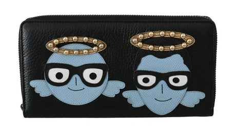 Dolce & Gabbana Elegant Black Leather Zip Wallet - Hilstor