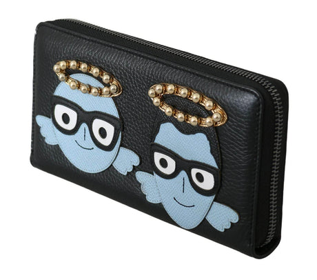Dolce & Gabbana Elegant Black Leather Zip Wallet - Hilstor