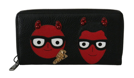 Dolce & Gabbana Chic Black and Red Leather Continental Wallet - Hilstor