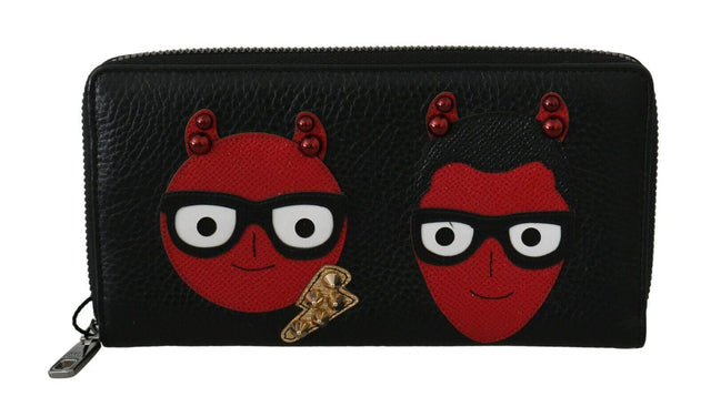 Dolce & Gabbana Chic Black and Red Leather Continental Wallet - Hilstor