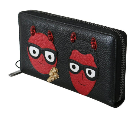Dolce & Gabbana Chic Black and Red Leather Continental Wallet - Hilstor