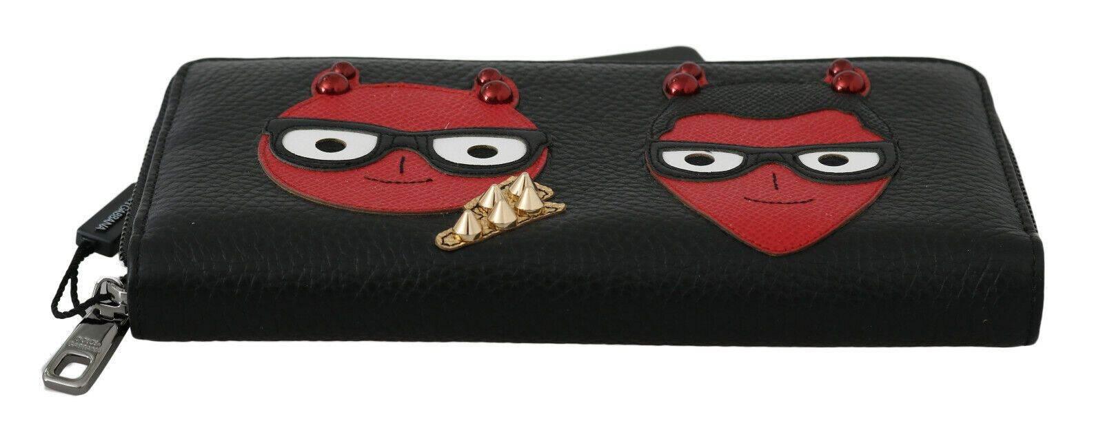 Dolce & Gabbana Chic Black and Red Leather Continental Wallet - Hilstor