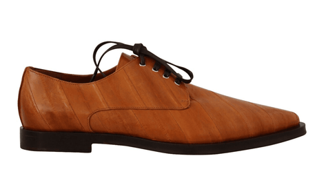 Dolce & Gabbana Elegant Eel Leather Lace-Up Formal Flats - Hilstor