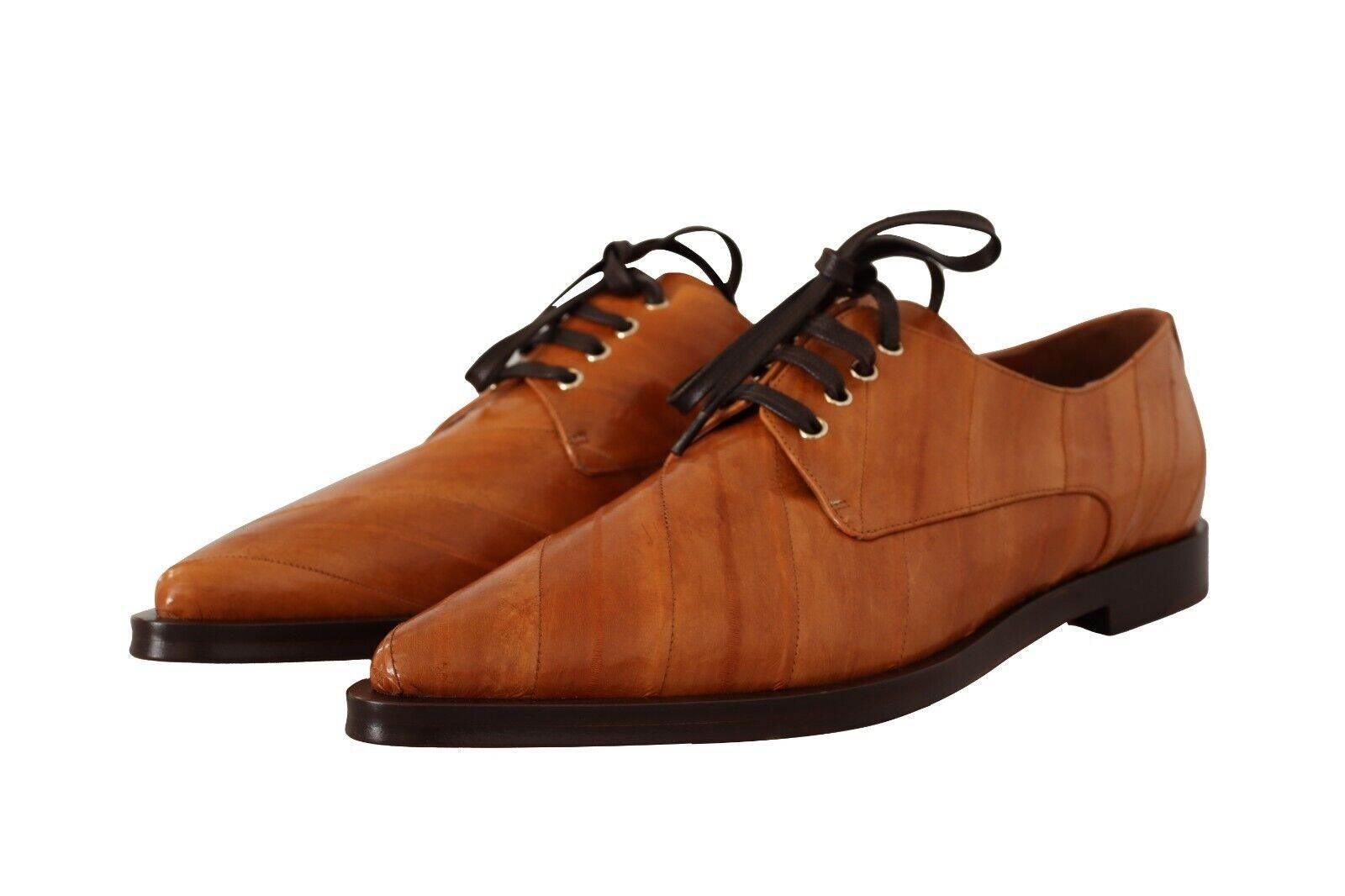 Dolce & Gabbana Elegant Eel Leather Lace-Up Formal Flats - Hilstor