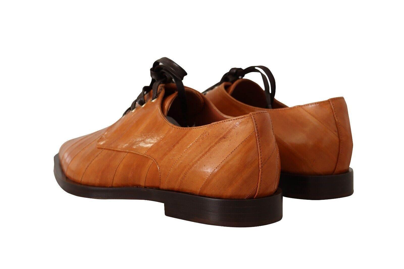 Dolce & Gabbana Elegant Eel Leather Lace-Up Formal Flats - Hilstor
