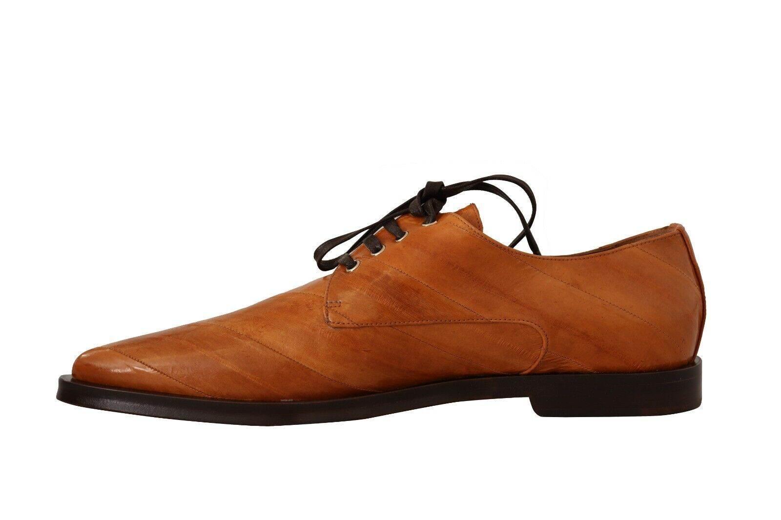 Dolce & Gabbana Elegant Eel Leather Lace-Up Formal Flats - Hilstor