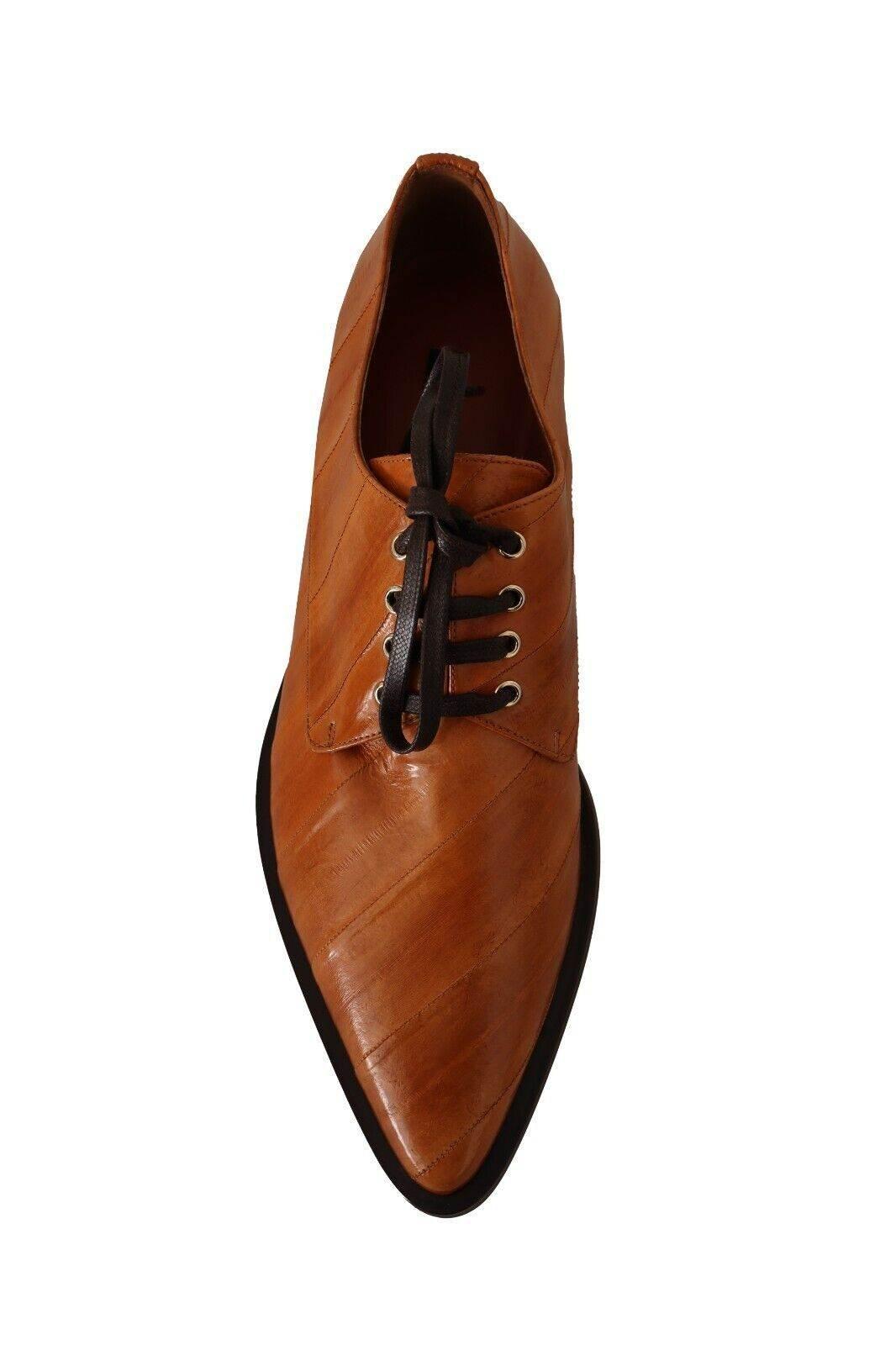 Dolce & Gabbana Elegant Eel Leather Lace-Up Formal Flats - Hilstor