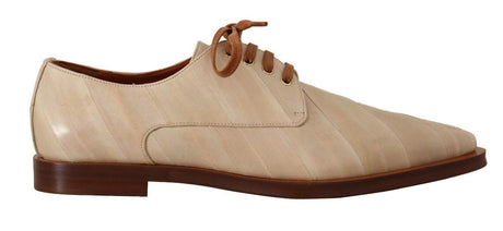 Dolce & Gabbana Elegant Beige Eel Leather Formal Flats - Hilstor