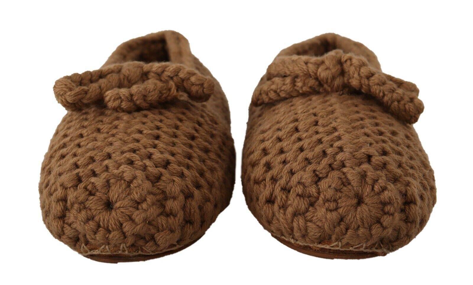 Dolce & Gabbana Elegant Wool Knit Ballerina Flats in Brown - Hilstor