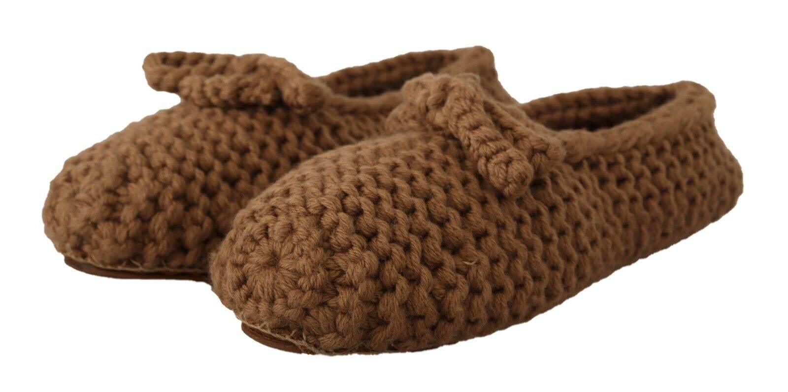 Dolce & Gabbana Elegant Wool Knit Ballerina Flats in Brown - Hilstor