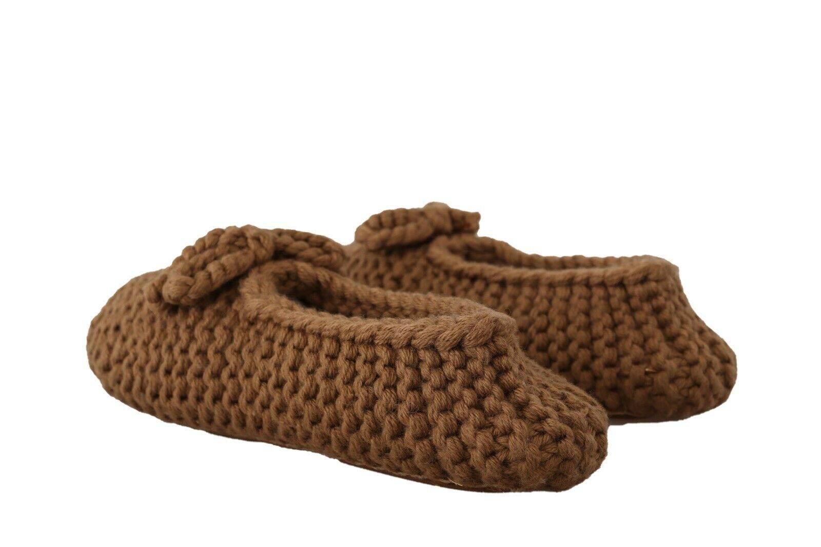 Dolce & Gabbana Elegant Wool Knit Ballerina Flats in Brown - Hilstor