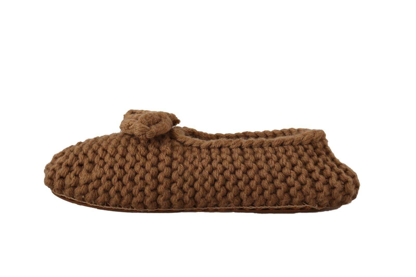 Dolce & Gabbana Elegant Wool Knit Ballerina Flats in Brown - Hilstor