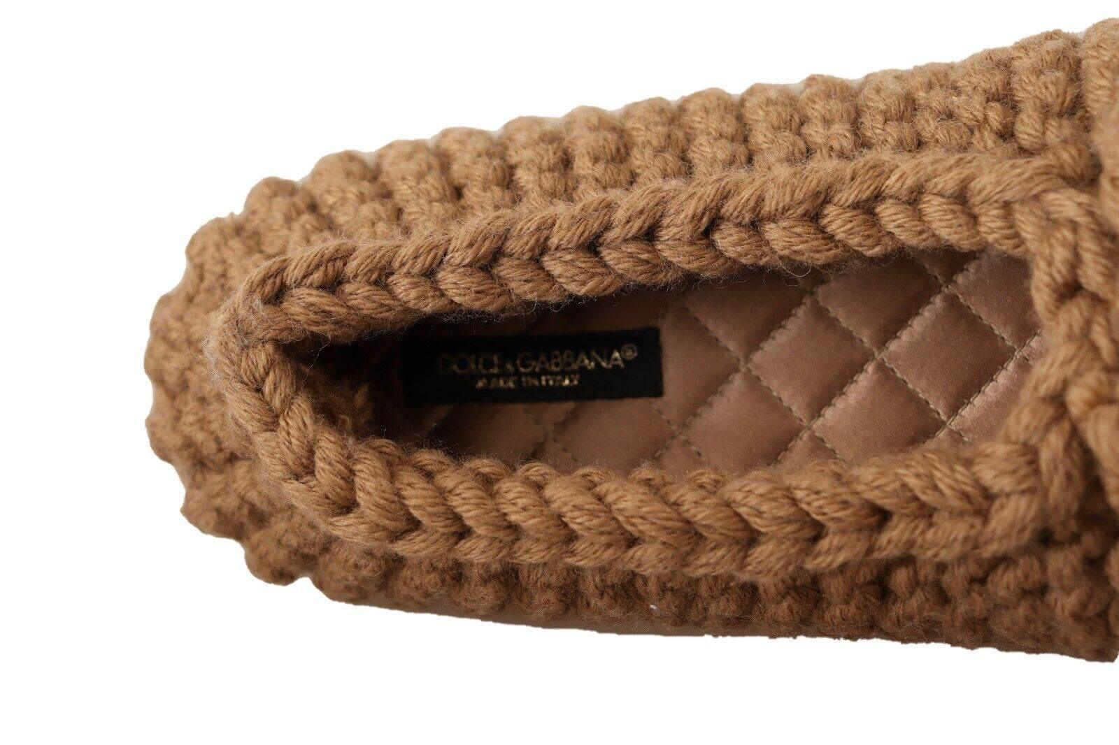 Dolce & Gabbana Elegant Wool Knit Ballerina Flats in Brown - Hilstor