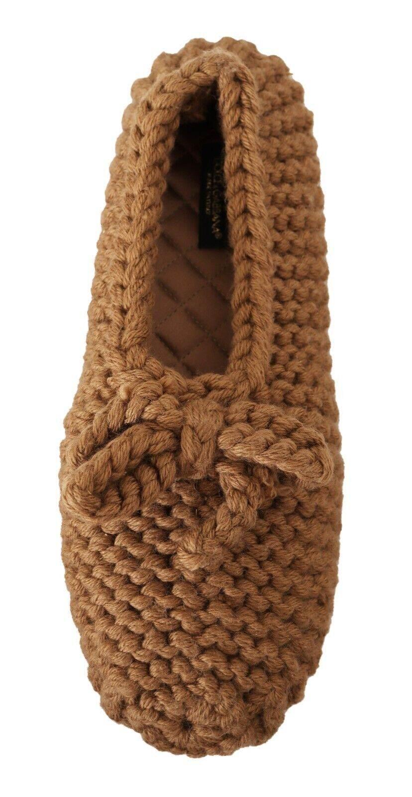 Dolce & Gabbana Elegant Wool Knit Ballerina Flats in Brown - Hilstor