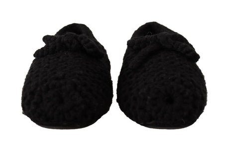 Dolce & Gabbana Elegant Black Wool Knit Ballet Flats - Hilstor