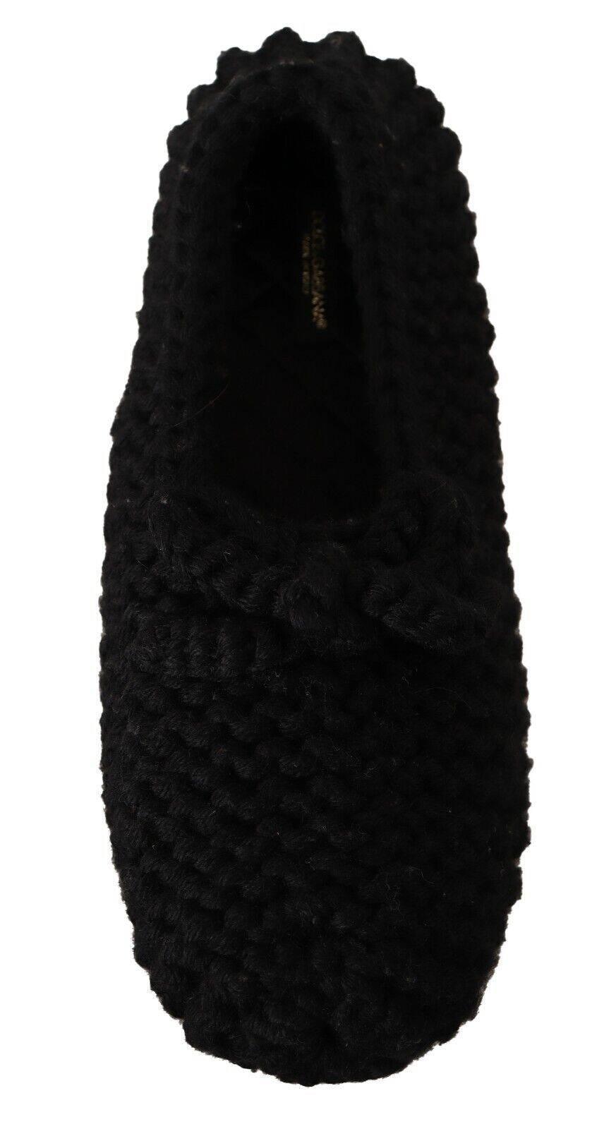 Dolce & Gabbana Elegant Black Wool Knit Ballet Flats - Hilstor