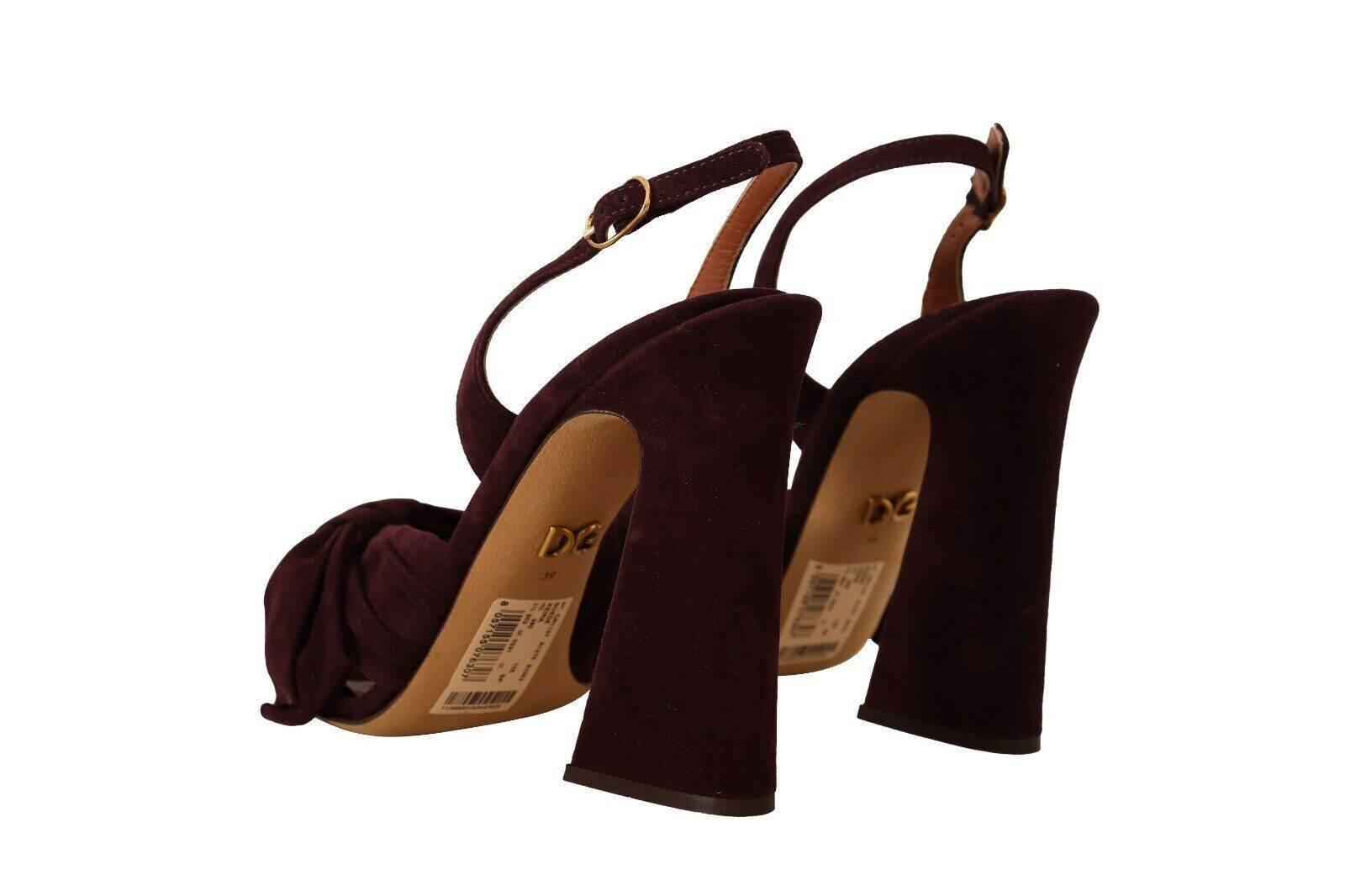Dolce & Gabbana Dark Purple Suede Ankle Strap Sandals Shoes - Hilstor