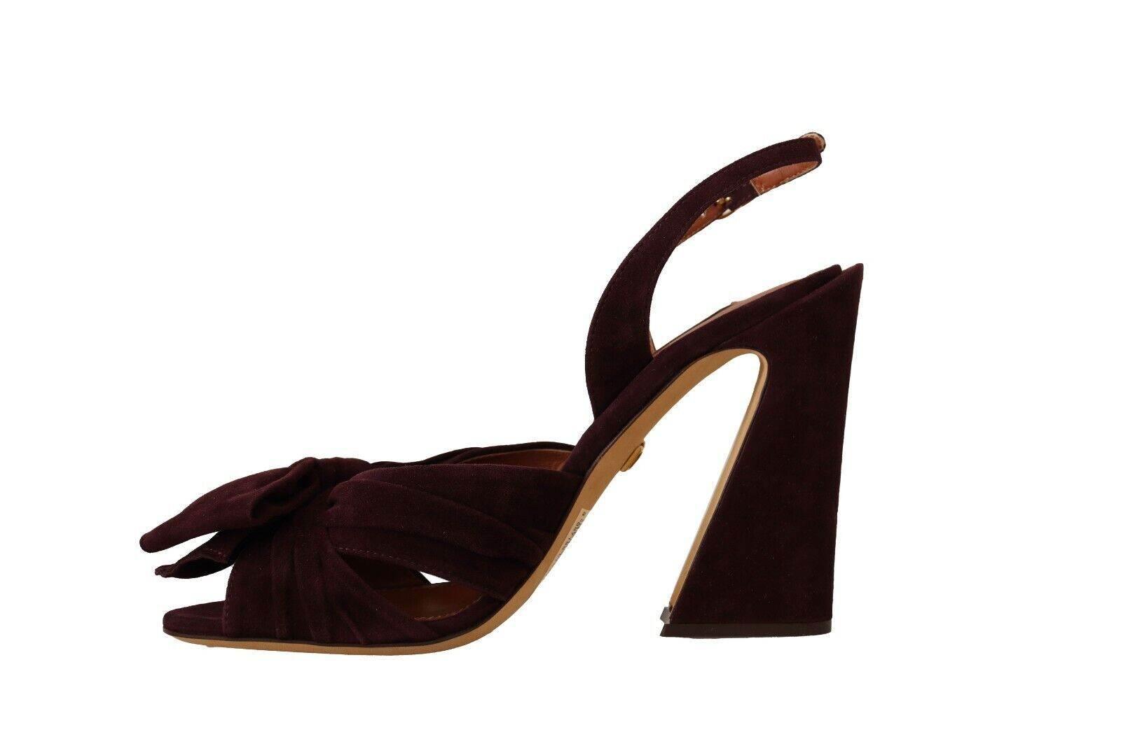 Dolce & Gabbana Dark Purple Suede Ankle Strap Sandals Shoes - Hilstor