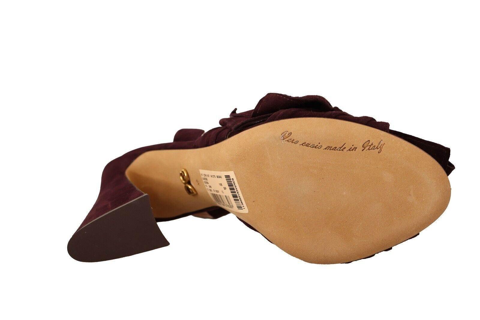 Dolce & Gabbana Dark Purple Suede Ankle Strap Sandals Shoes - Hilstor