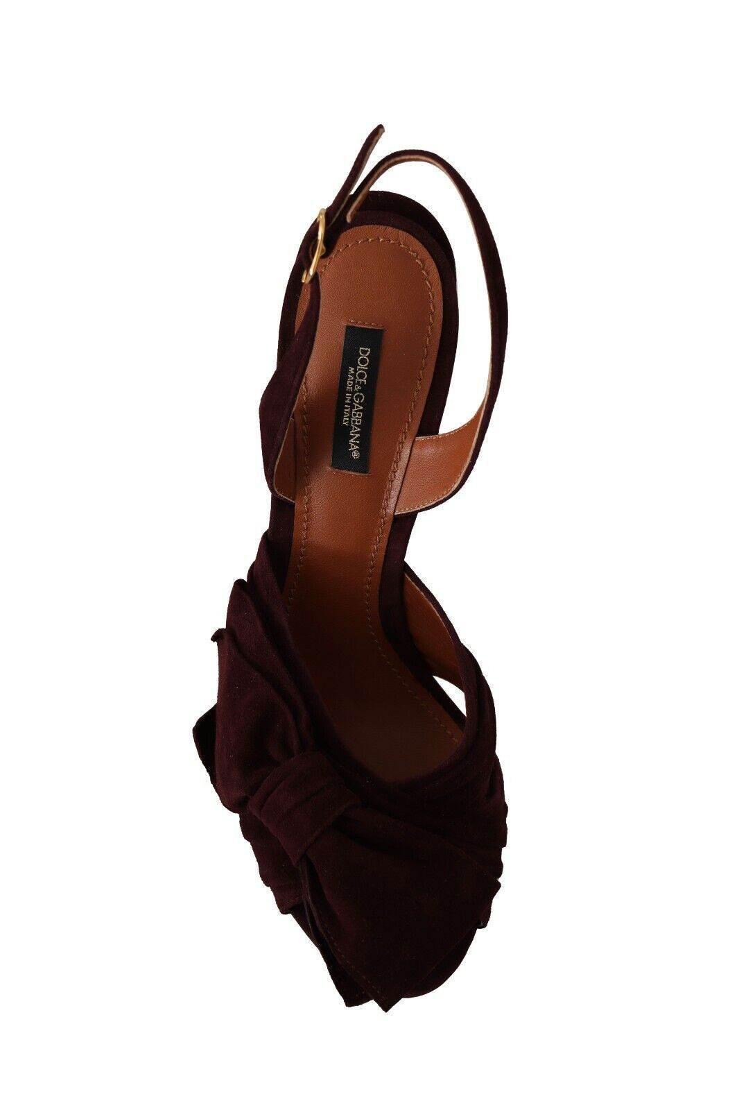 Dolce & Gabbana Dark Purple Suede Ankle Strap Sandals Shoes - Hilstor