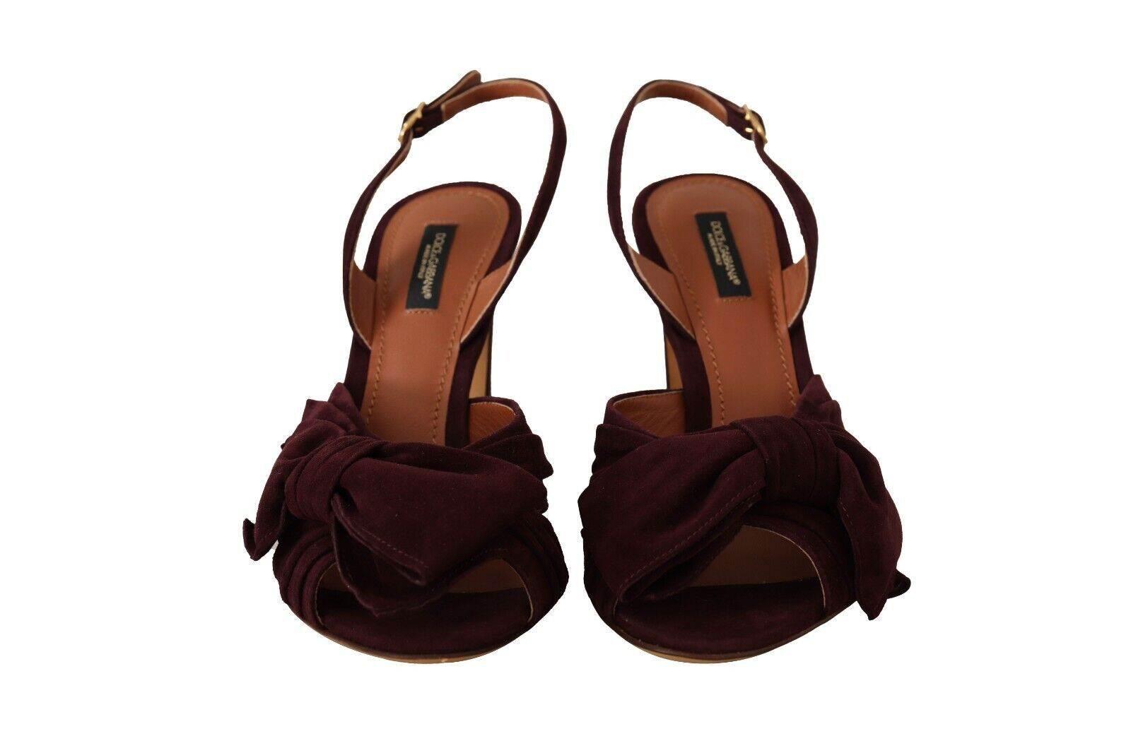 Dolce & Gabbana Dark Purple Suede Ankle Strap Sandals Shoes - Hilstor