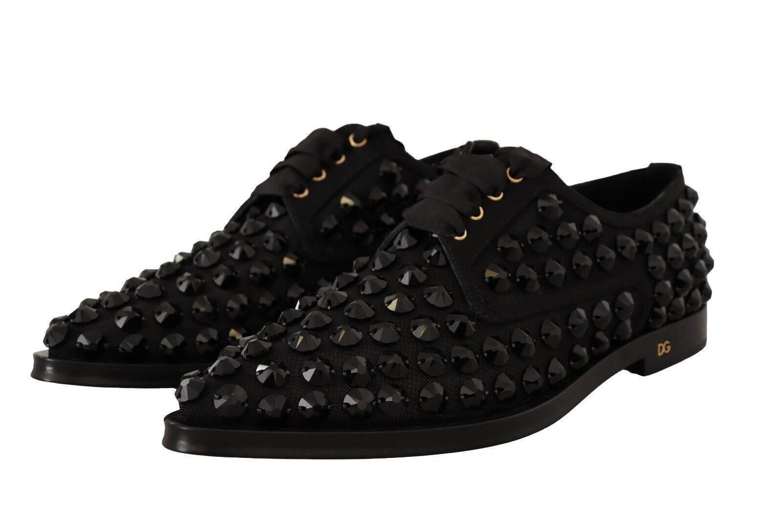 Dolce & Gabbana Elegant Gros Grain Lace-Up Jeweled Flats - Hilstor