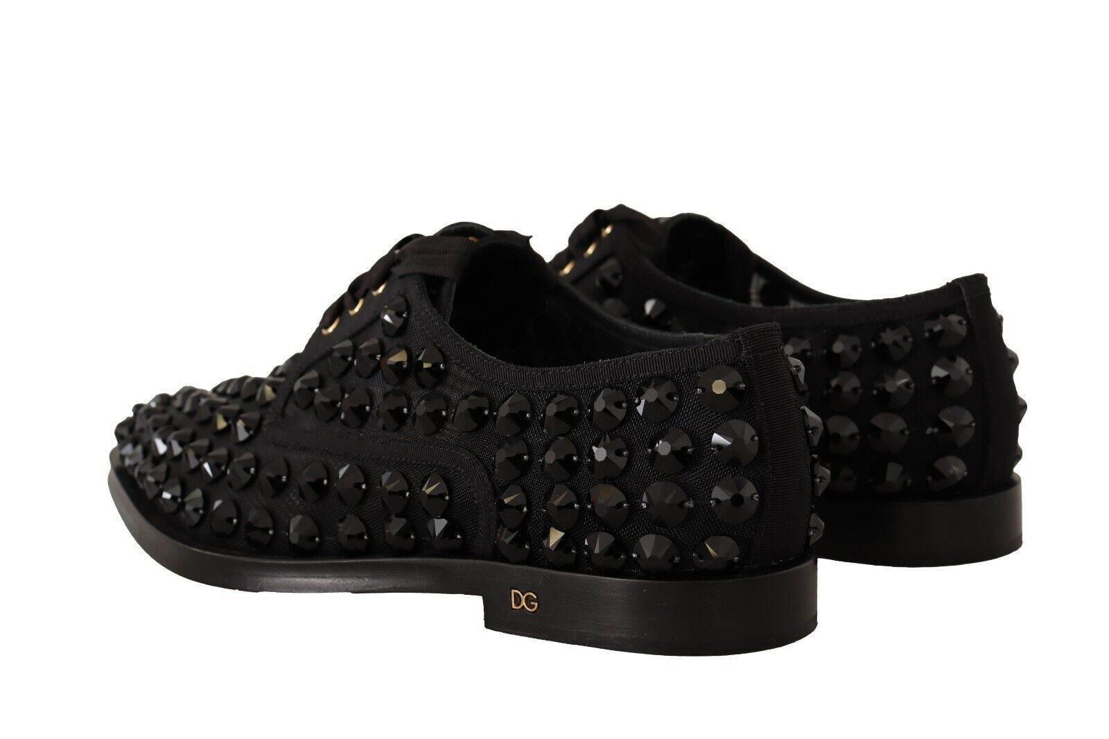 Dolce & Gabbana Elegant Gros Grain Lace-Up Jeweled Flats - Hilstor
